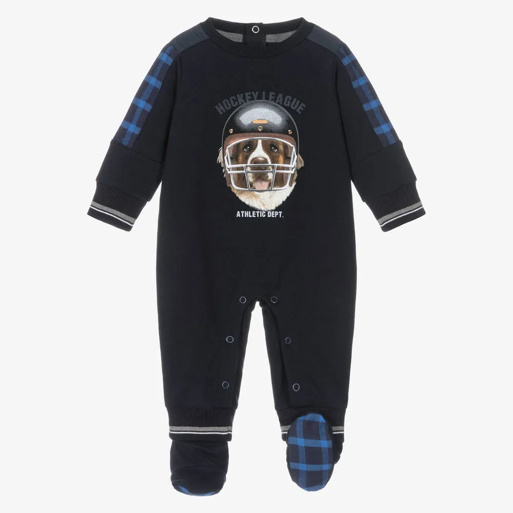 Blue Hockey Dog Romper Set