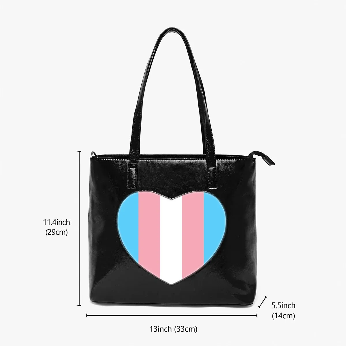 Blue Pink White Pride Patent Vegan Leather Heart-Shaped-Hollow Tote Bag