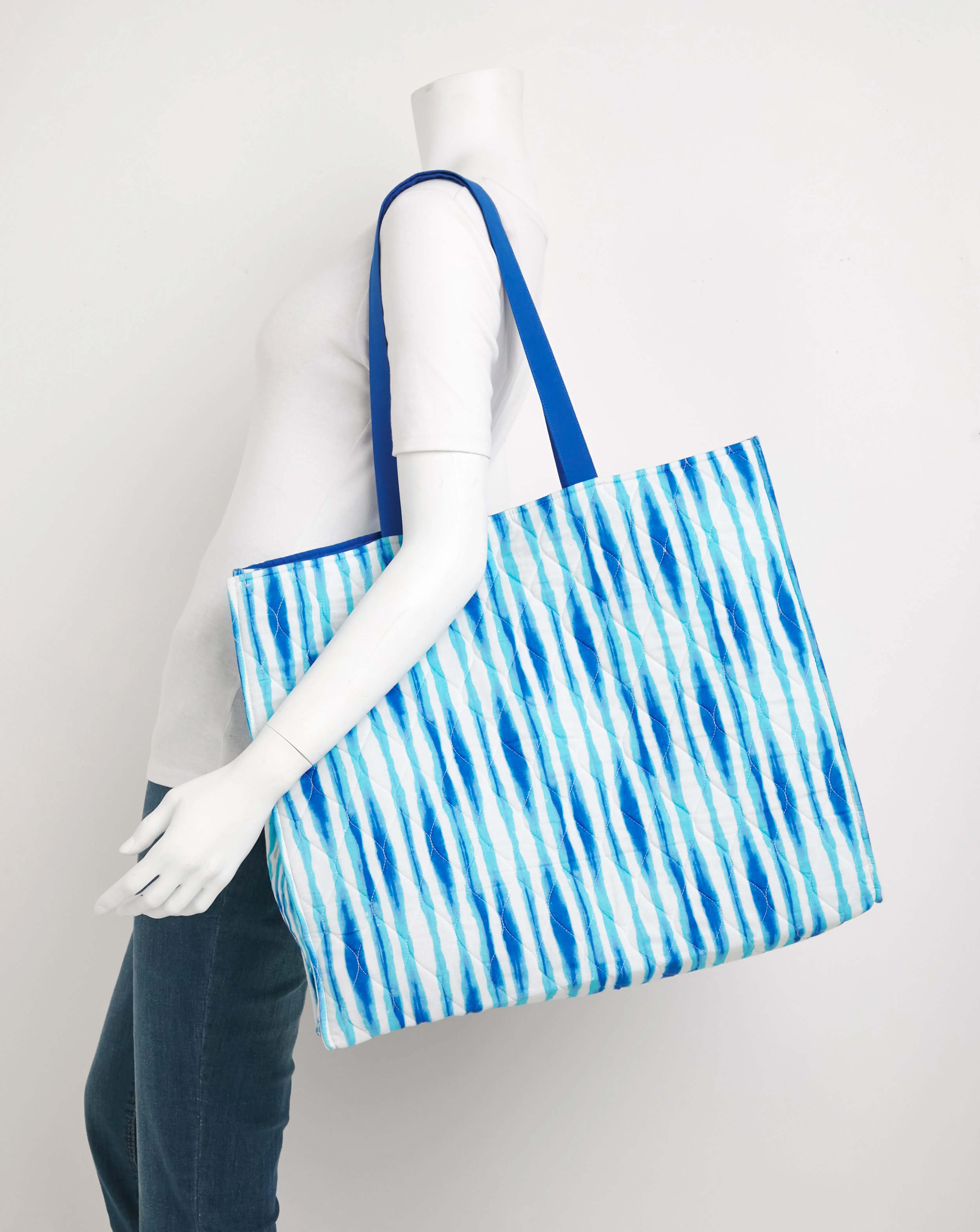 Blue Printed Quilt Oversized Tote Bag | Simply Be