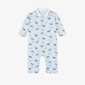 Blue Sky-High Planes Pima Cotton Romper