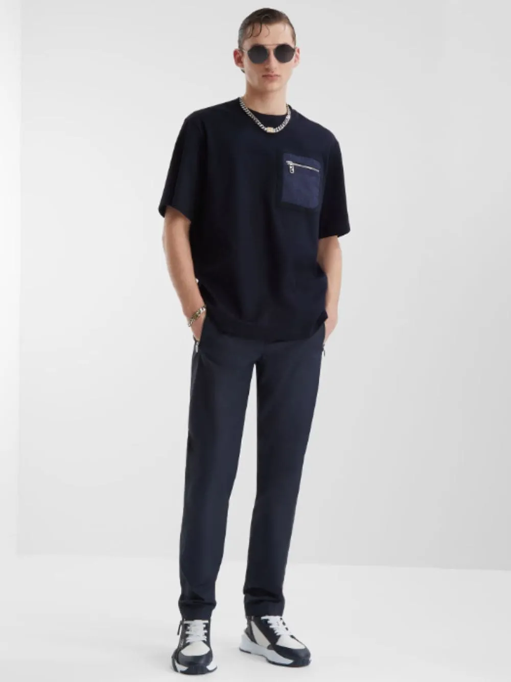 Blue Technical Cotton Trousers
