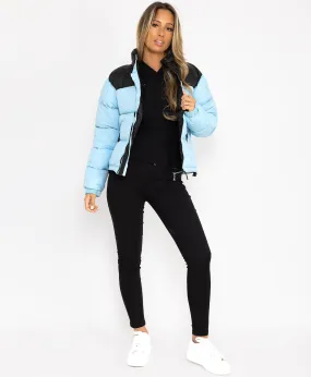 Blue Two Tone Padded Quilted Puffer Jacket