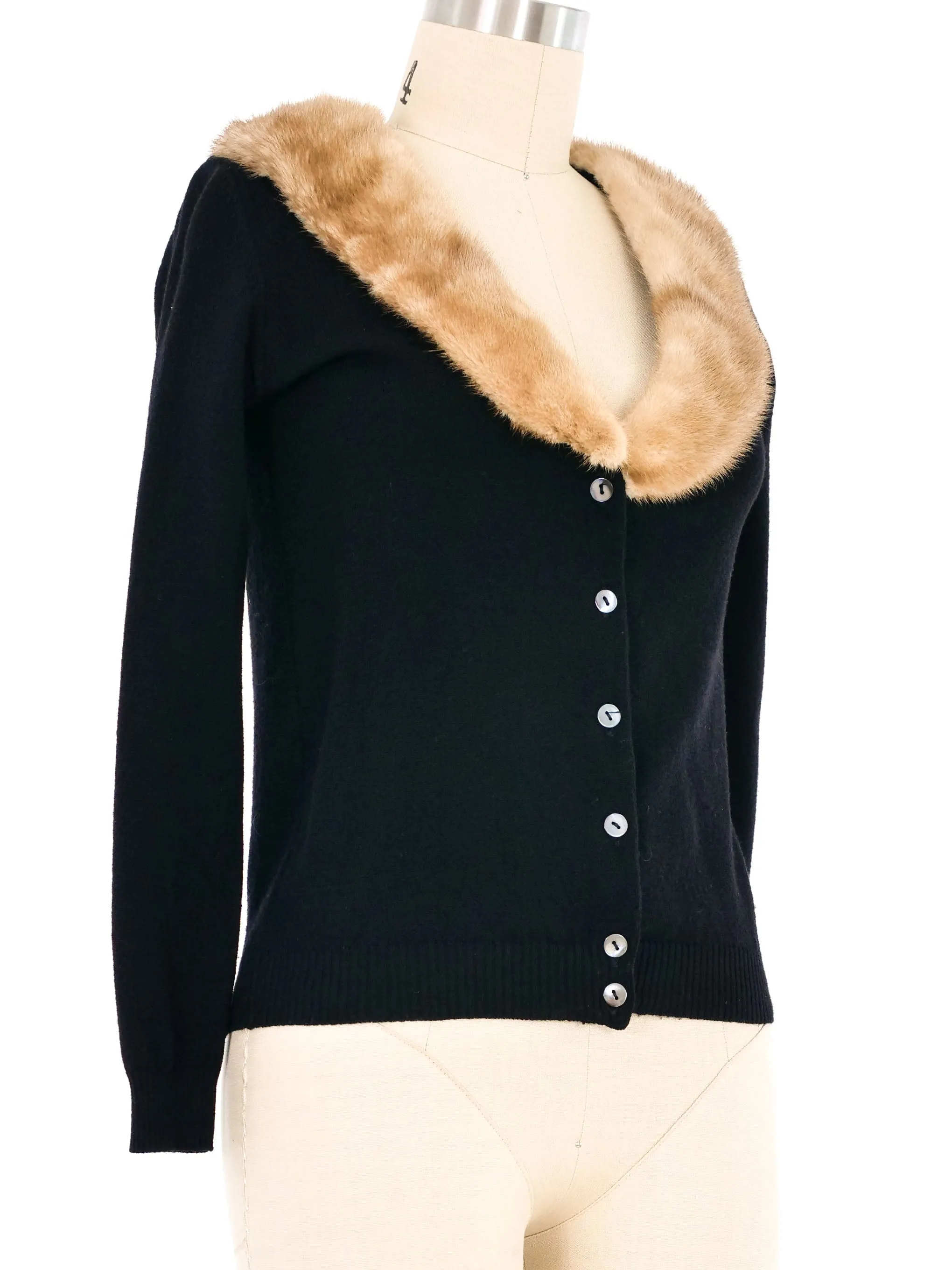 Blumarine Mink Fur Collar Cardigan