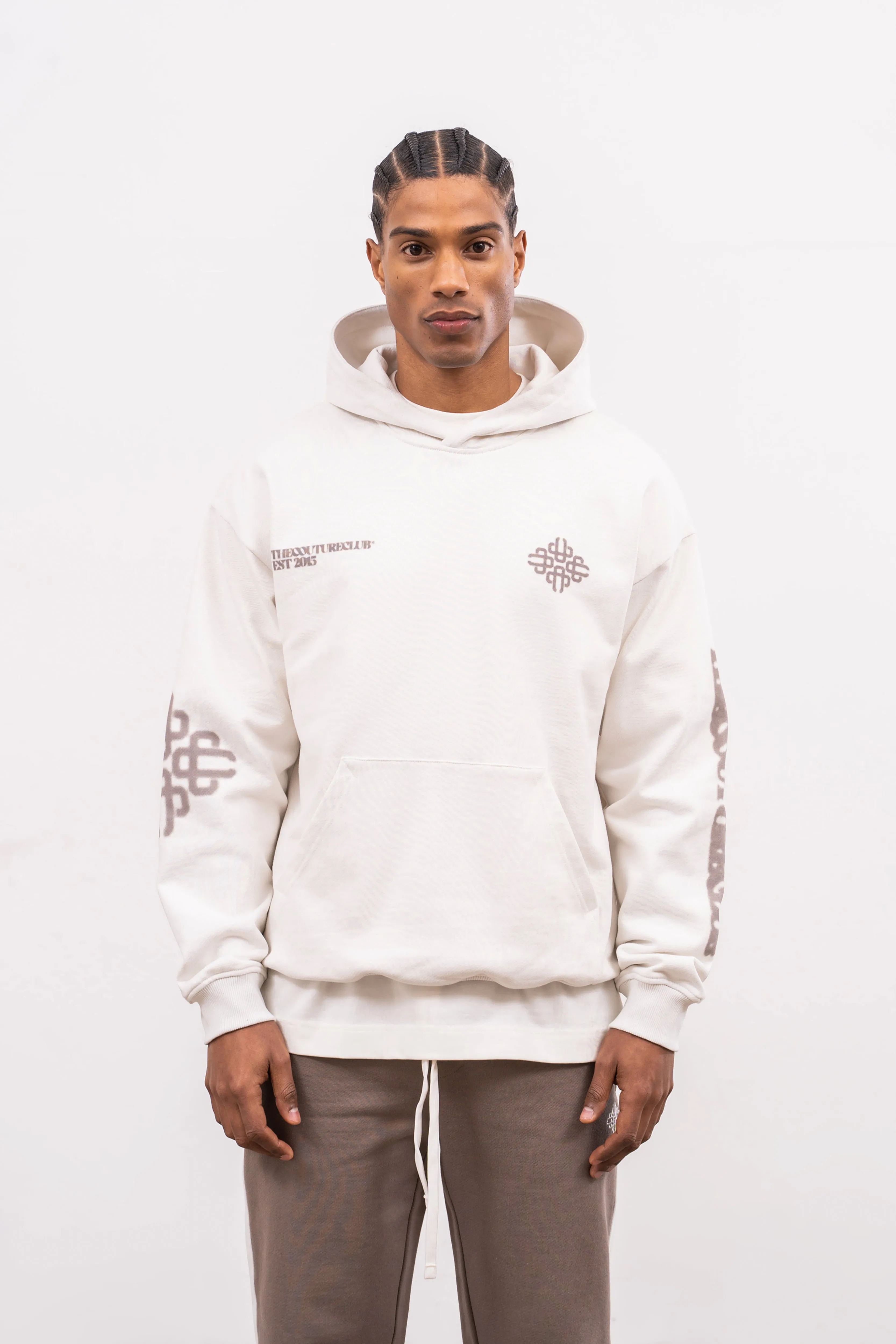 BLURRED EMBLEM GRAPHIC HOODIE - OFF WHITE