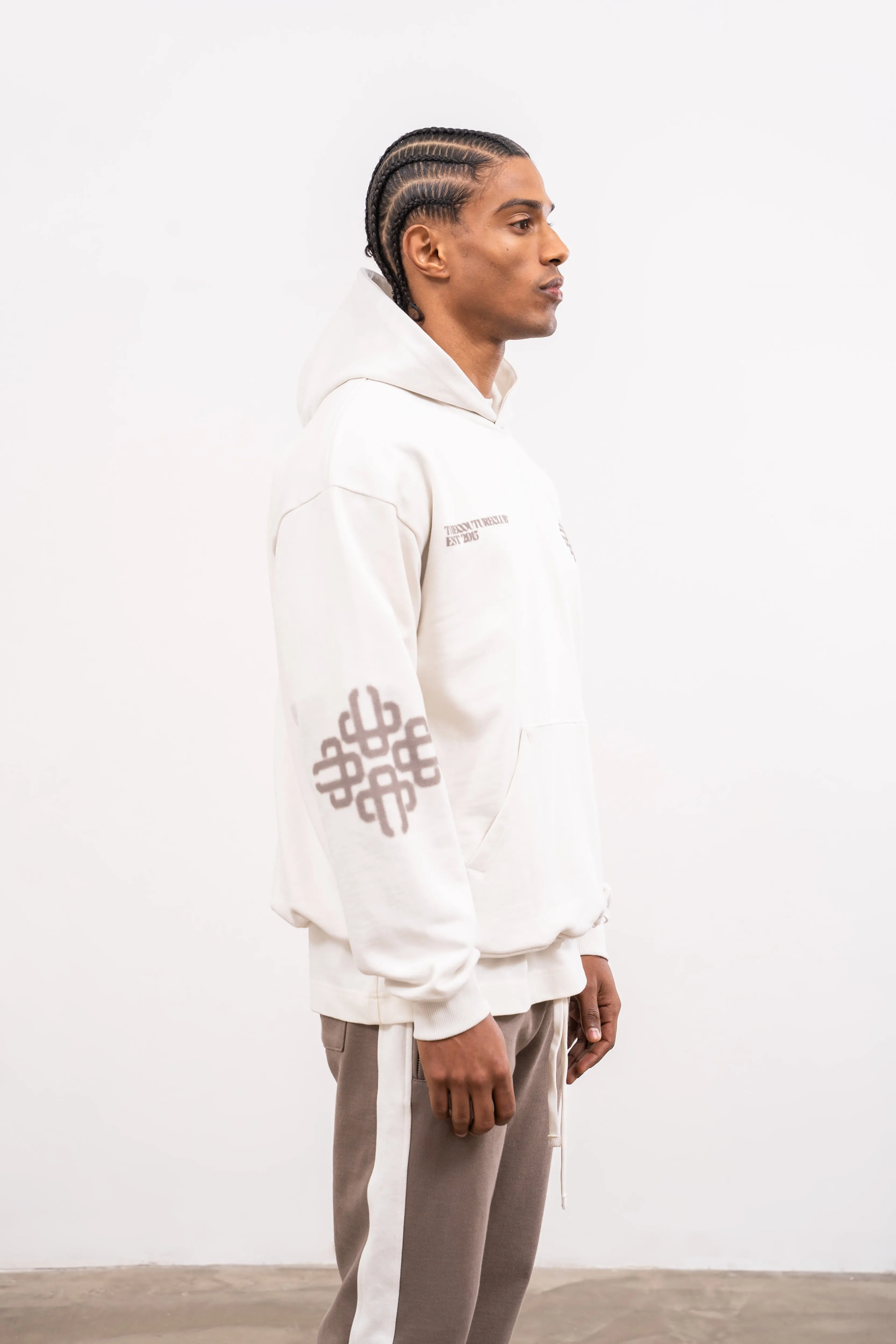 BLURRED EMBLEM GRAPHIC HOODIE - OFF WHITE