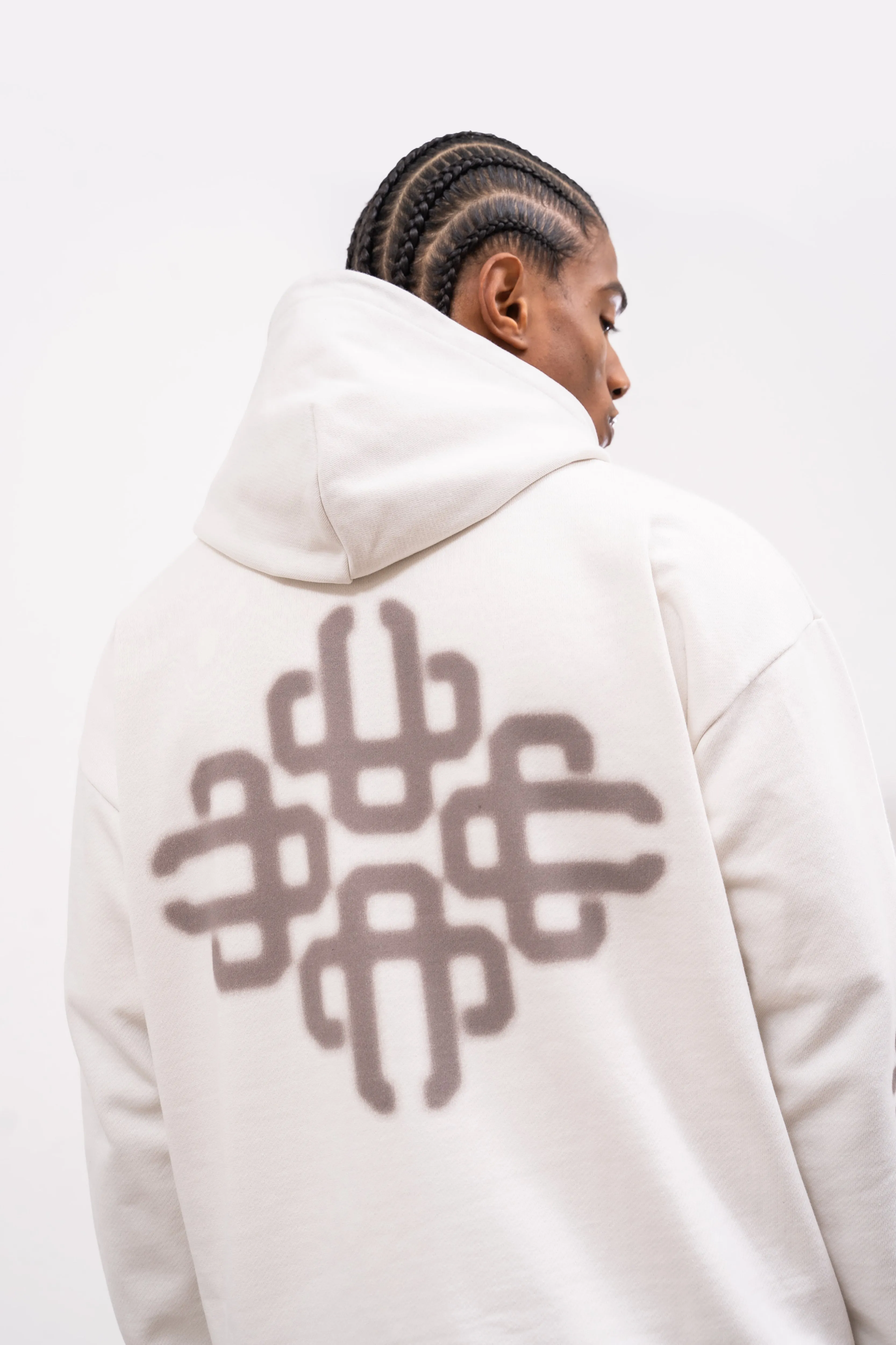 BLURRED EMBLEM GRAPHIC HOODIE - OFF WHITE