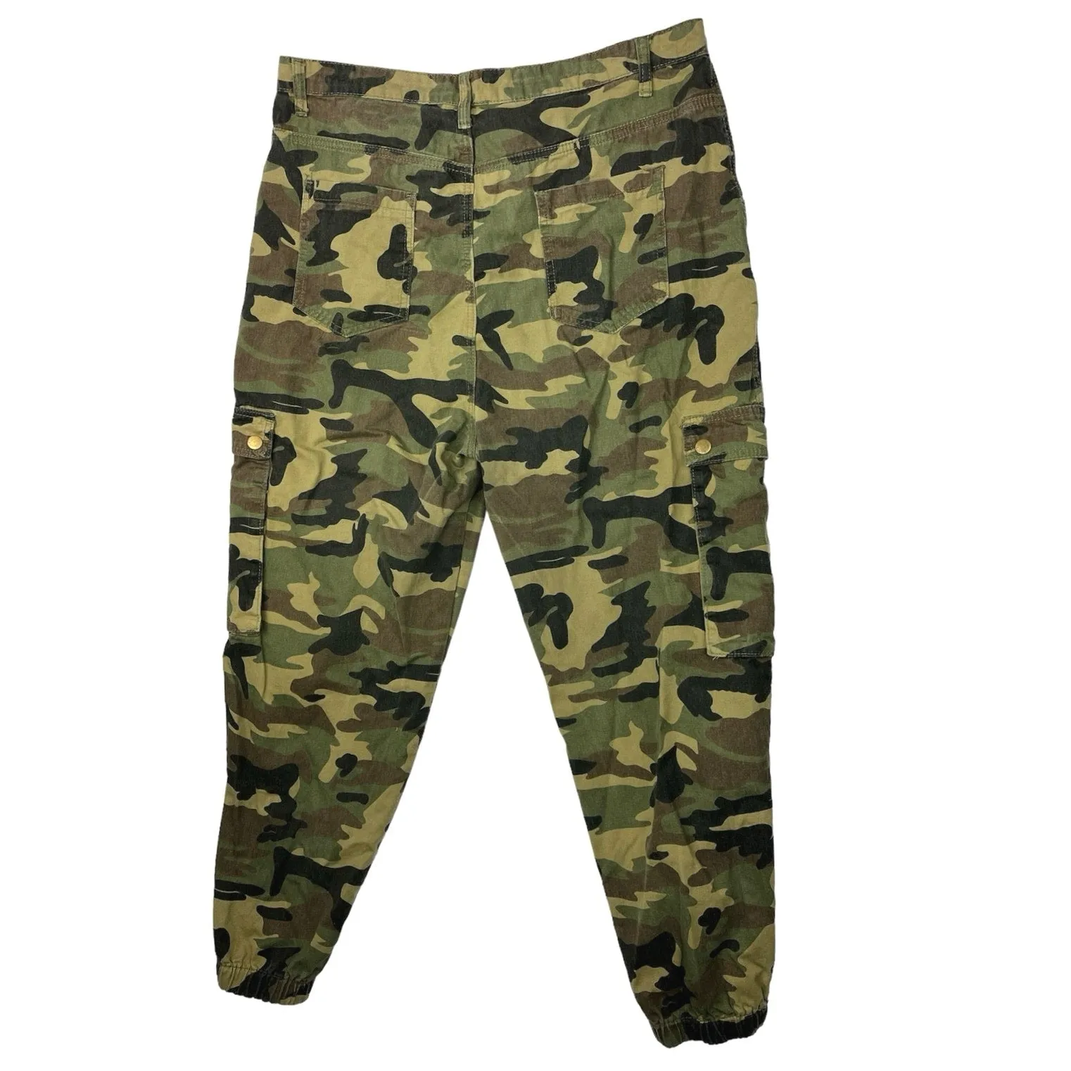 BOOHOO Multicolor Camo Print Army Military Pockets Jogger Cargo Pants Size 14