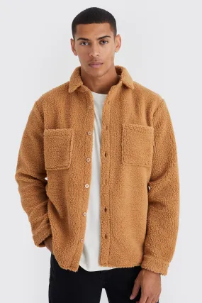 Borg Patch Pocket Utility Shirt Jacket