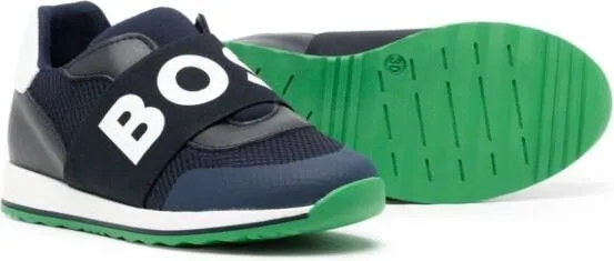 BOSS Kidswear logo-strap sneakers Blue