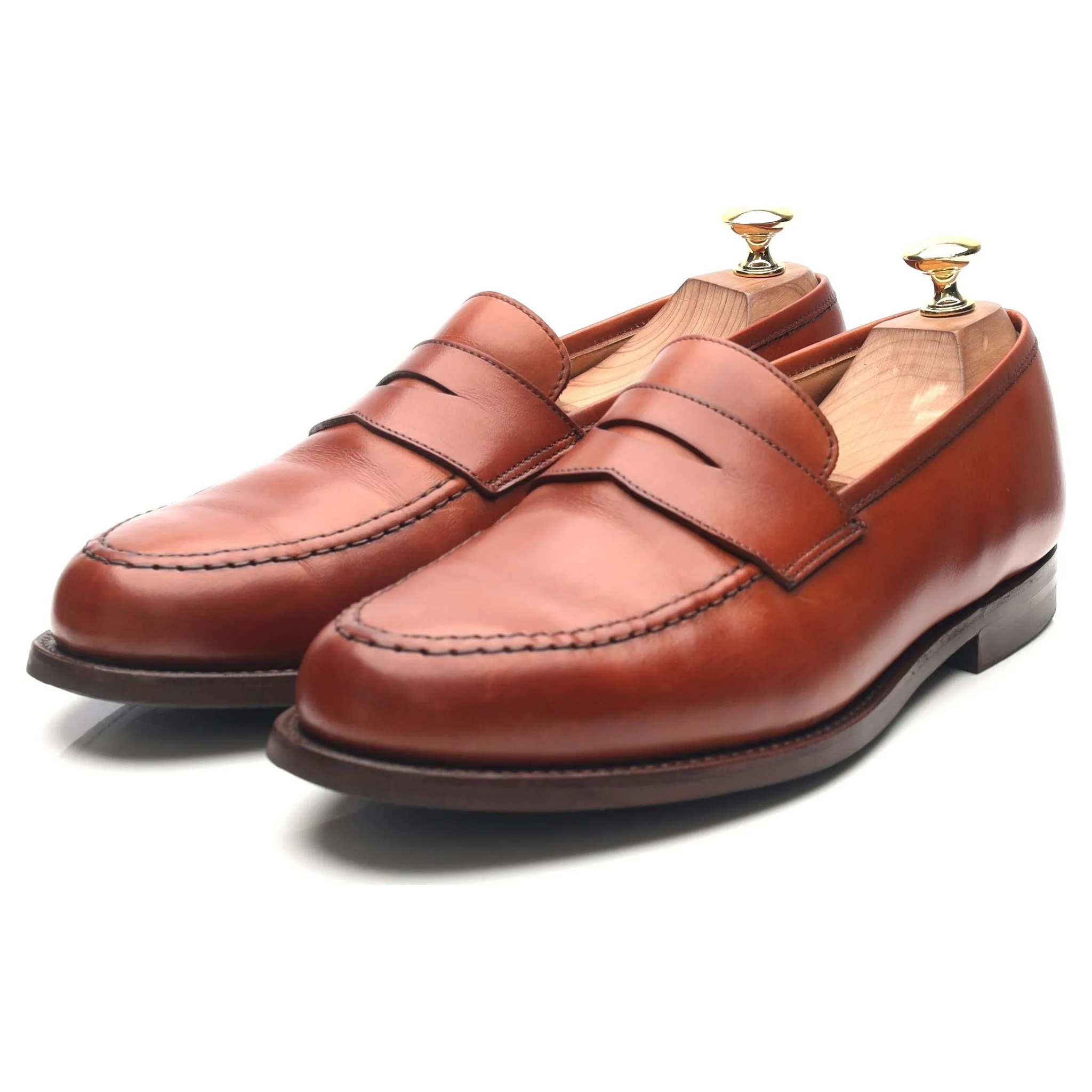 'Boston' Tan Brown Leather Loafers UK 8.5 E