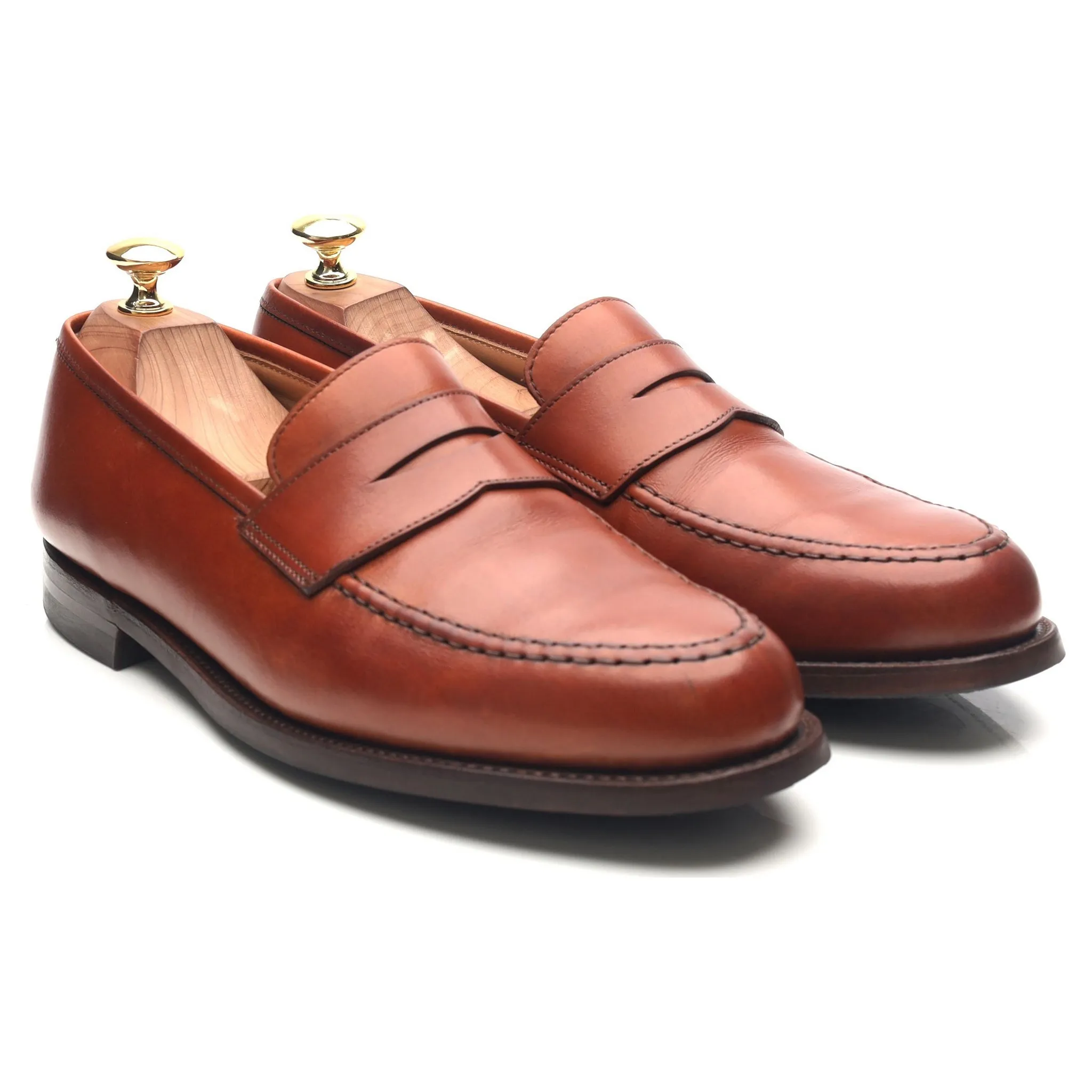 'Boston' Tan Brown Leather Loafers UK 8.5 E