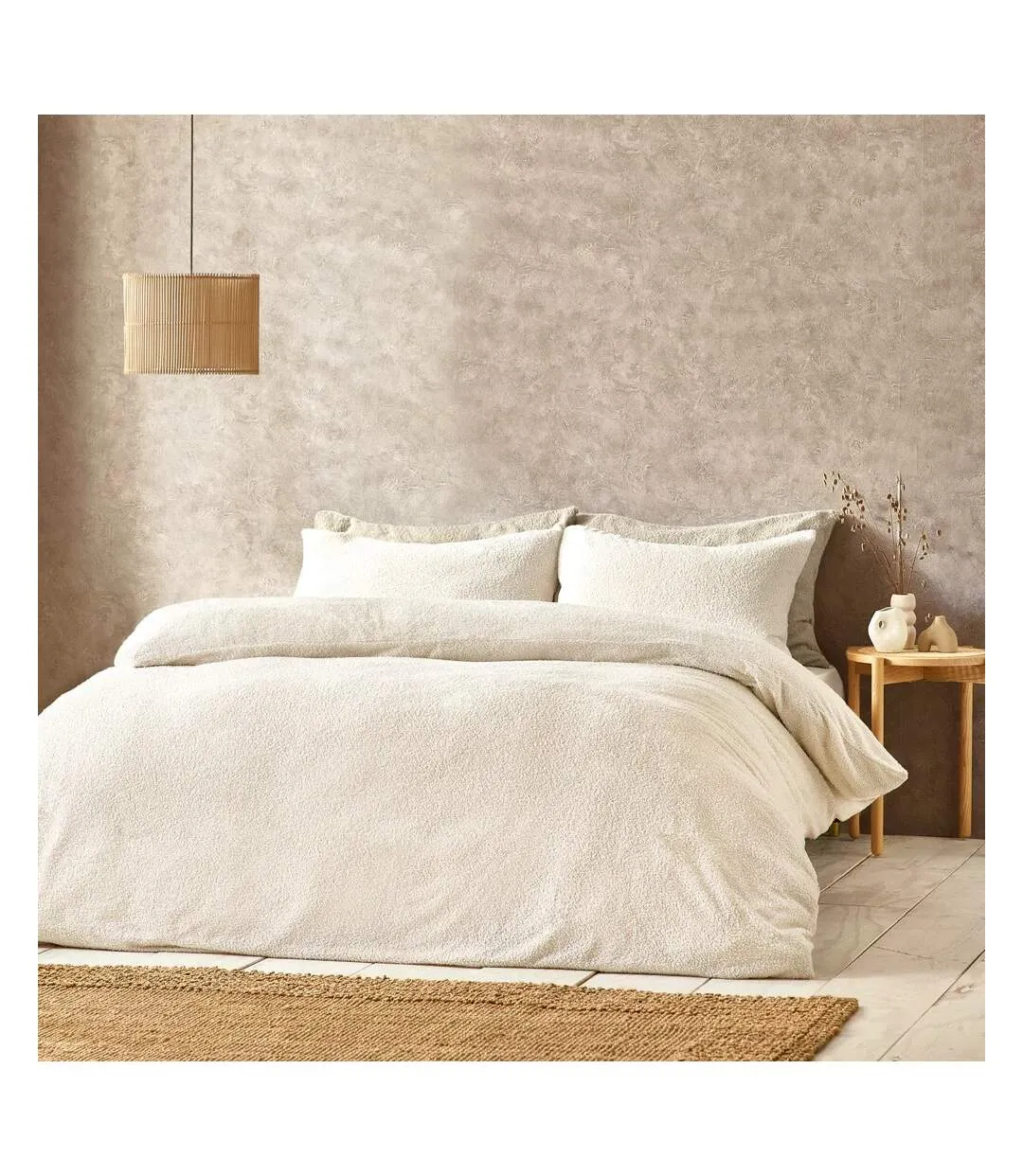 Bouclé textured duvet cover set ecru Yard