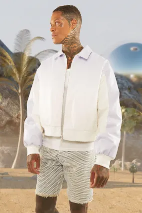 Boxy Ombre Pu Collared Bomber