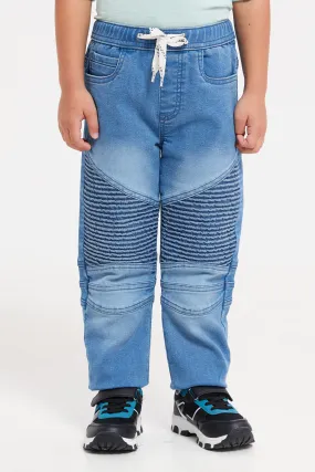 Boys Blue Pull On Biker Jogger Jeans