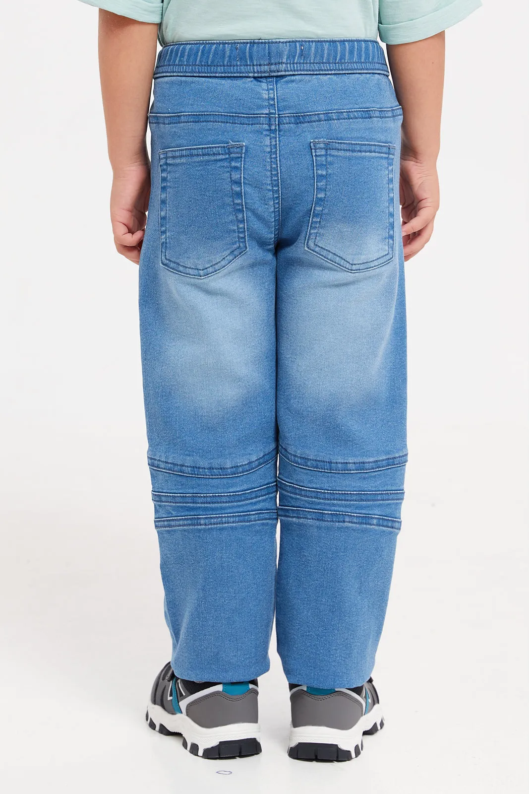 Boys Blue Pull On Biker Jogger Jeans