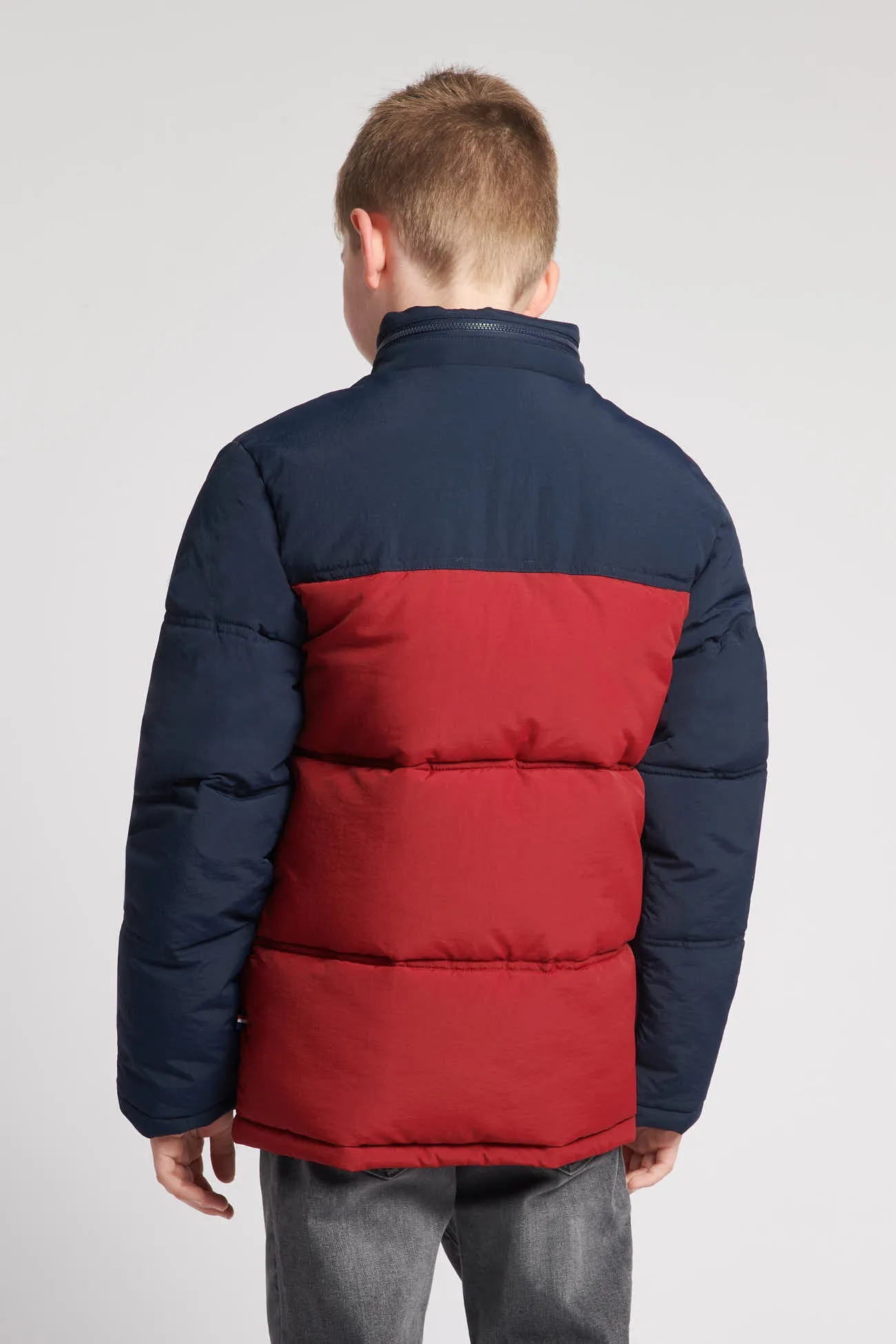 Boys Colour Block Puffer Coat Biking Red