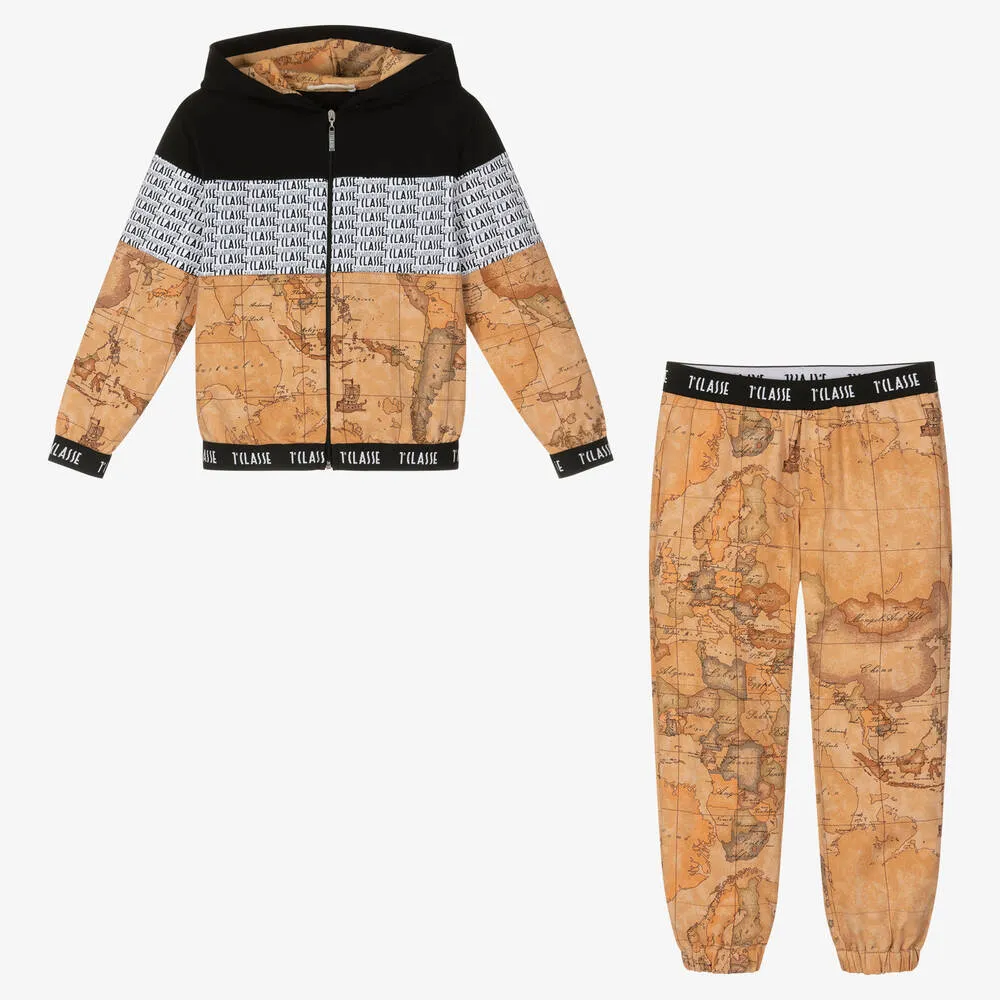 Boys Geo Map & Black Logo Tape Tracksuit