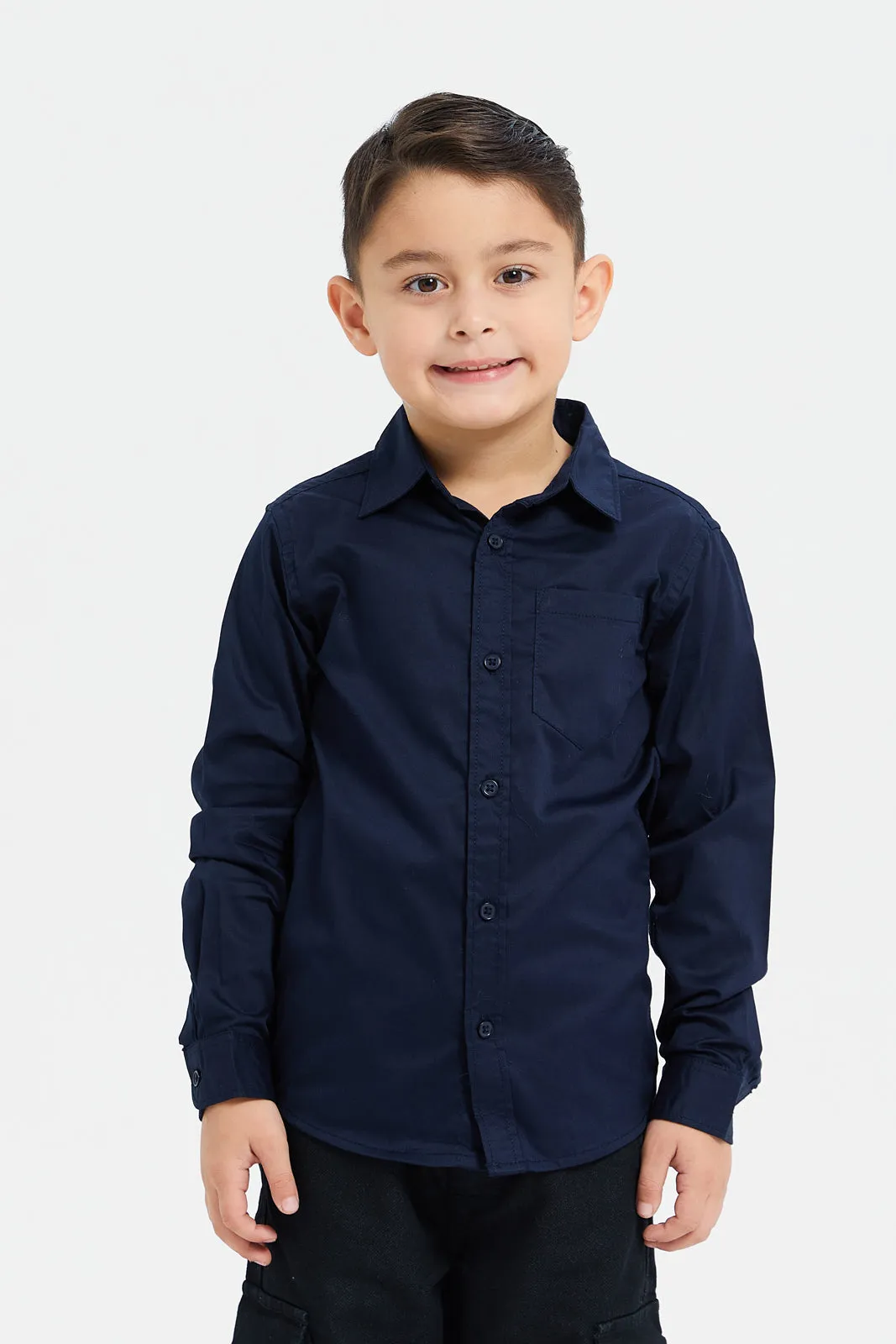 Boys Grey And Navy Vest And Shirt Set (2 Piece)