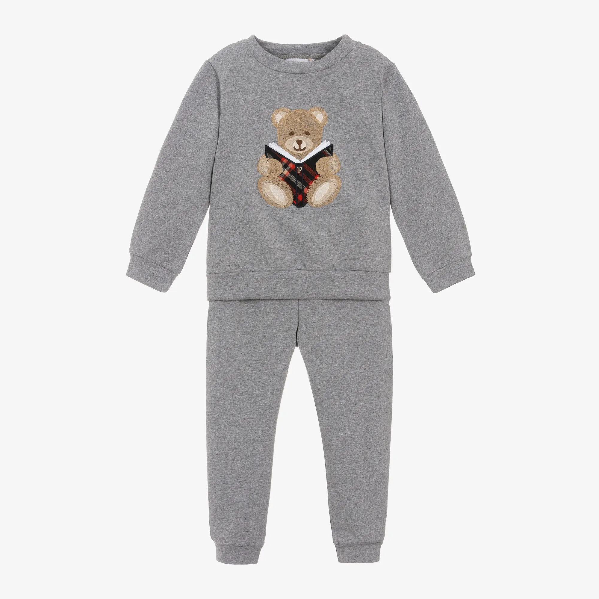 Boys Grey Cotton Teddy Bear Tracksuit