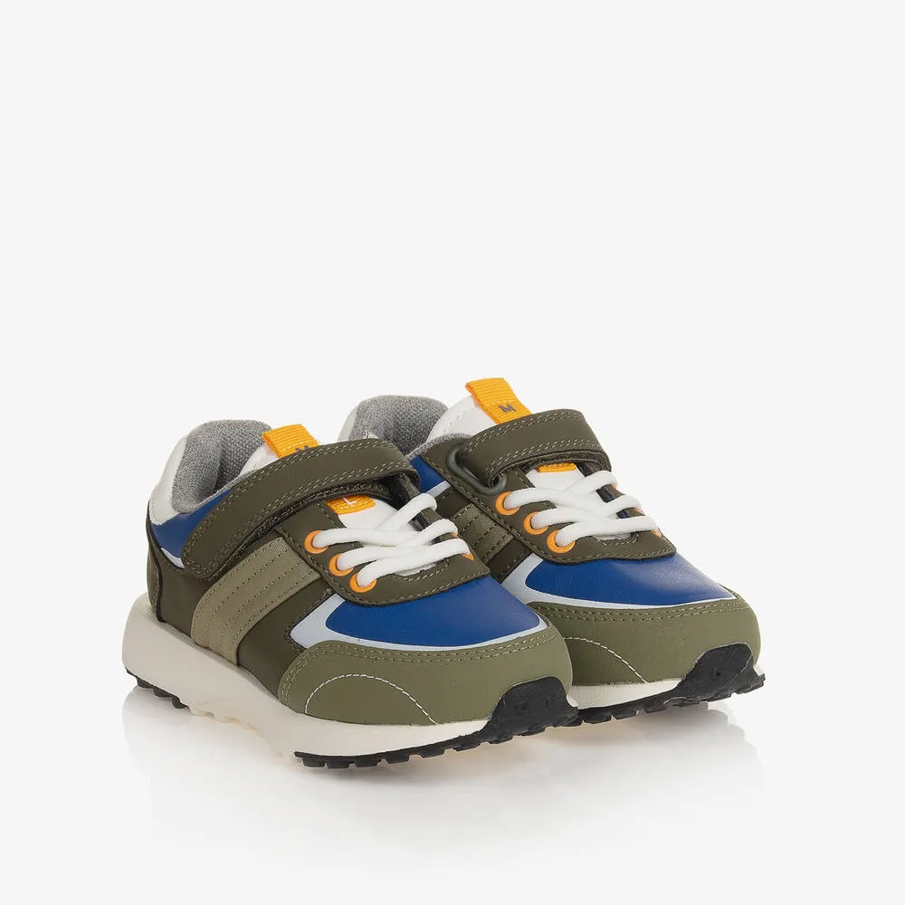 Boys Khaki Green & Blue Velcro Trainers