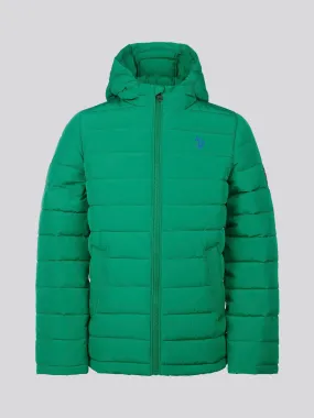 Boys Lightweight Quilt Hooded Puffer Jacket in Lush Meadow