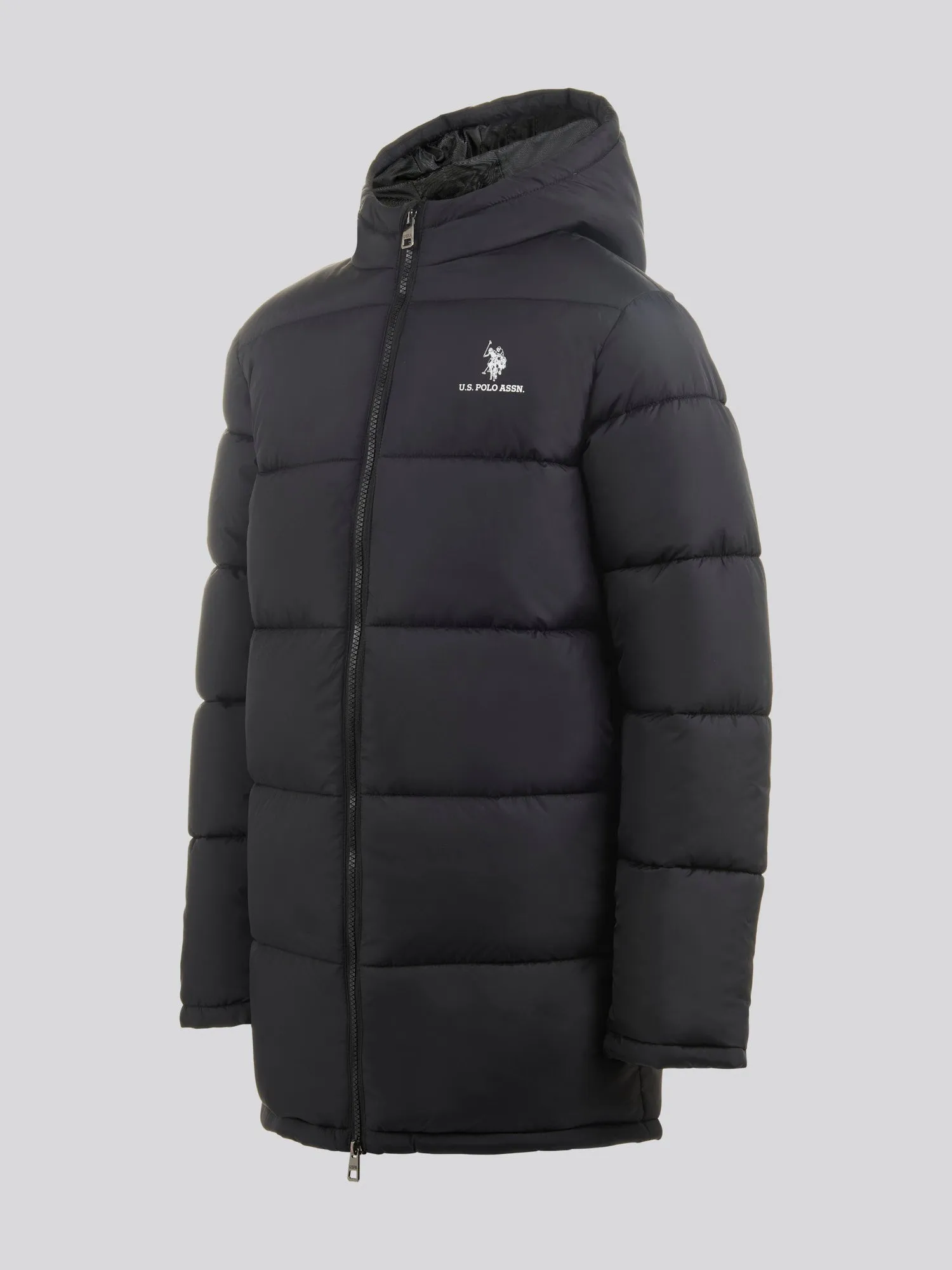 Boys Longline Puffer Jacket in Black