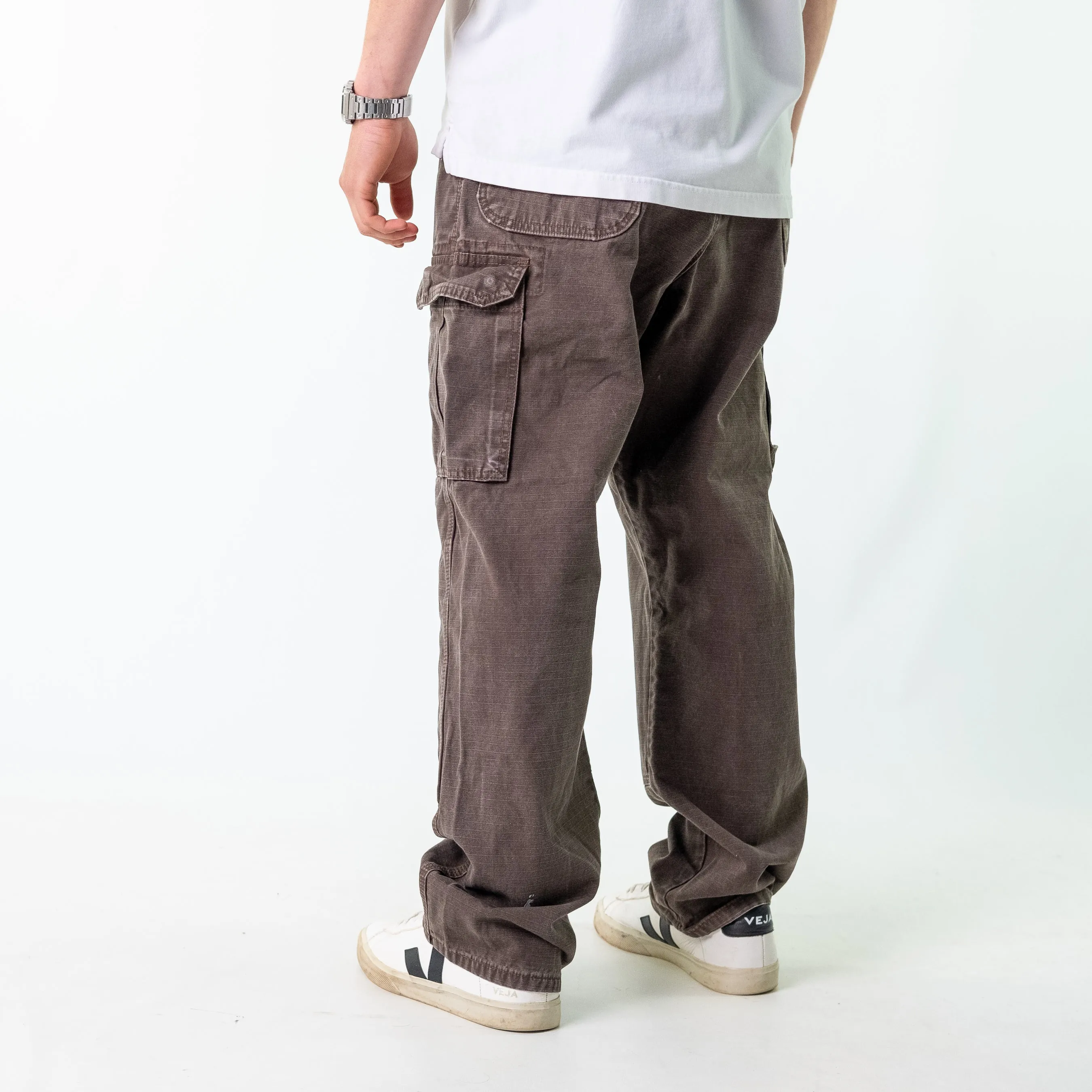 Brown 90s Wrangler Woven Cargo Pants Baggy Pants (36x32)