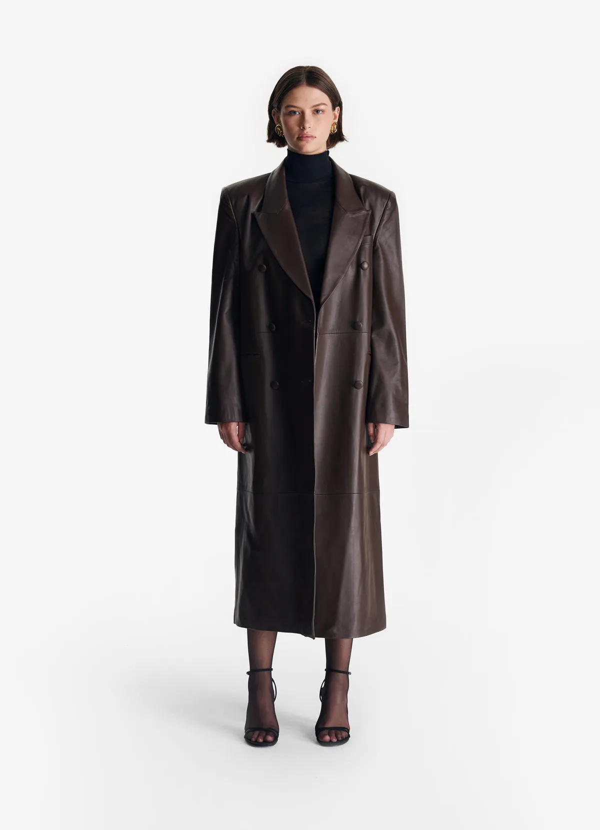 Brown Leather Trench Coat