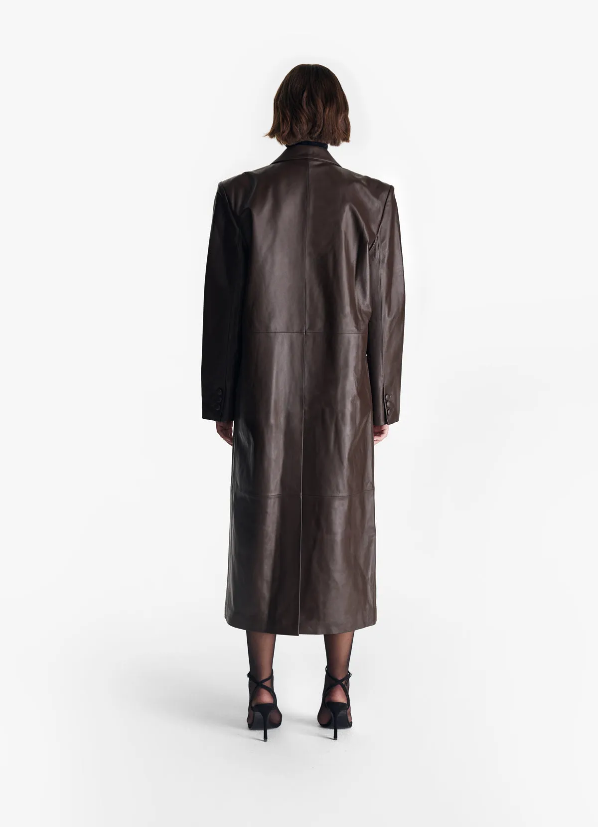 Brown Leather Trench Coat