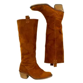 Brown Suede Knee Length Boots