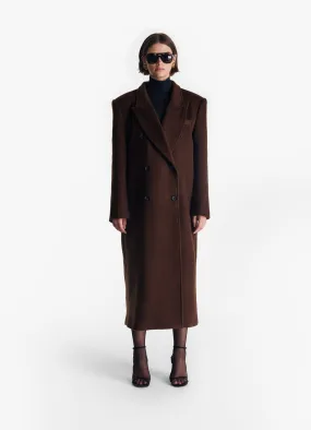 Brown Wool Straight Trench Coat