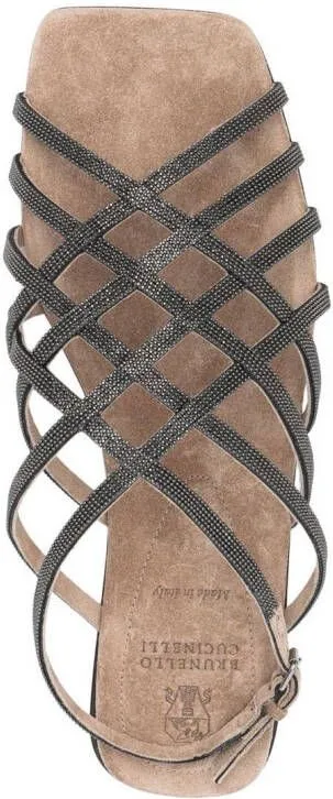 Brunello Cucinelli crossover-strap detail sandals Brown