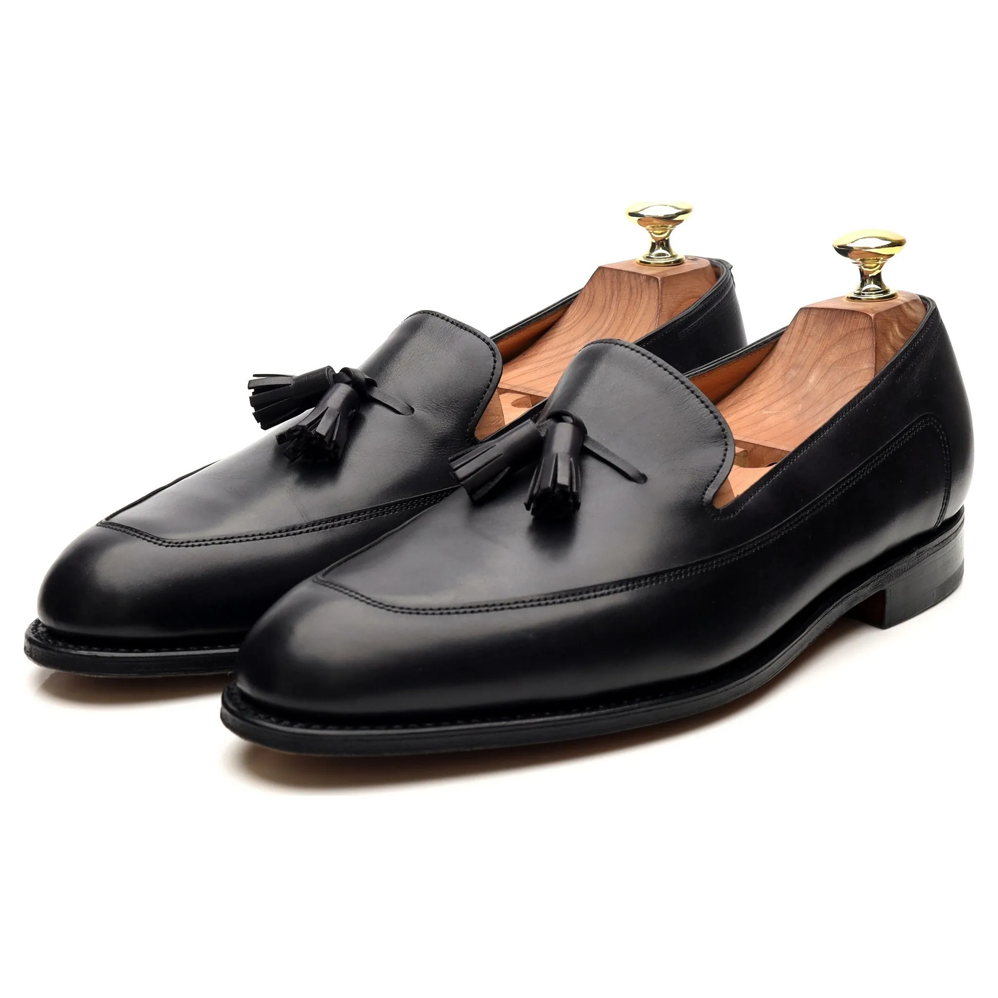 'Buckingham' Black Leather Tassel Loafers UK 7.5 E