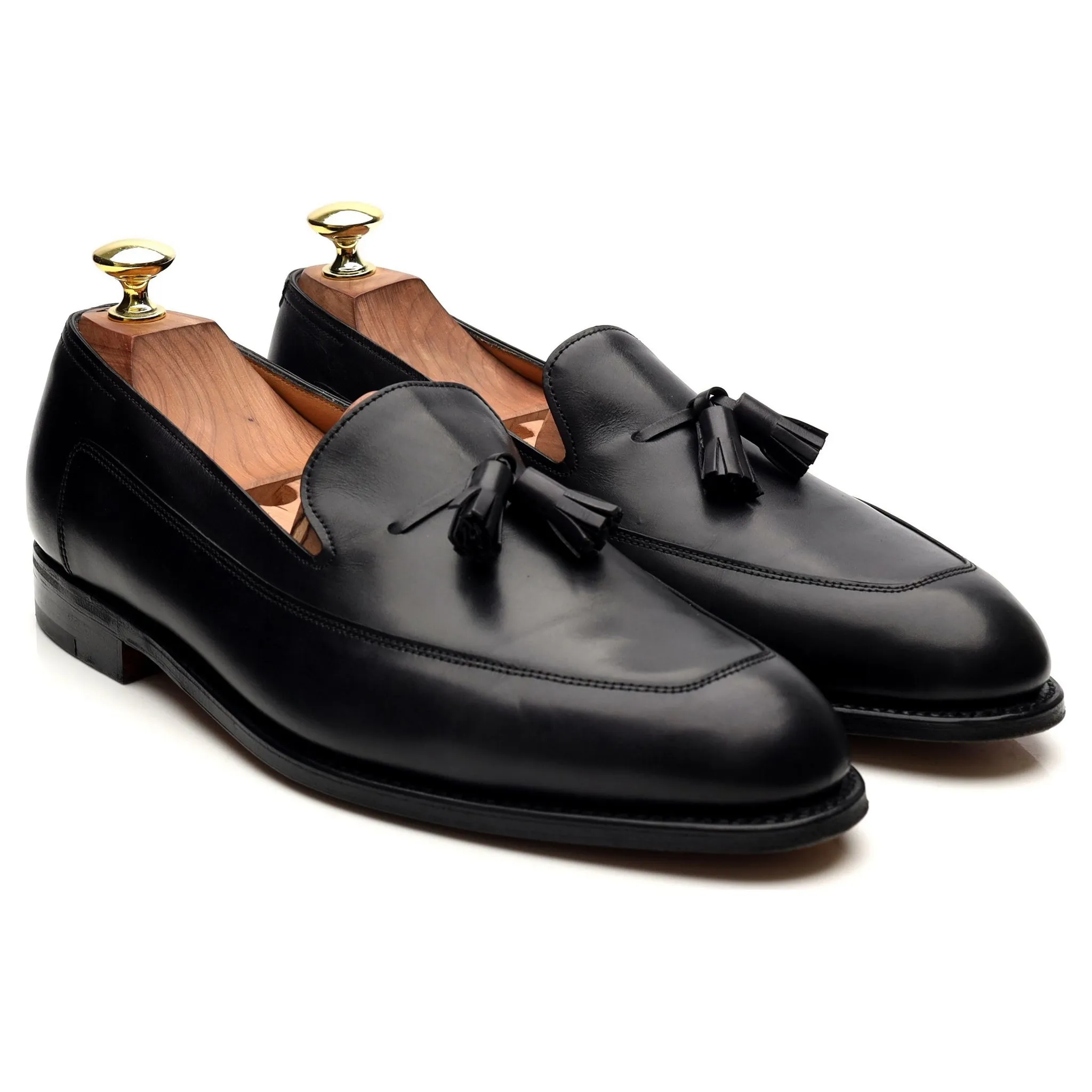 'Buckingham' Black Leather Tassel Loafers UK 7.5 E