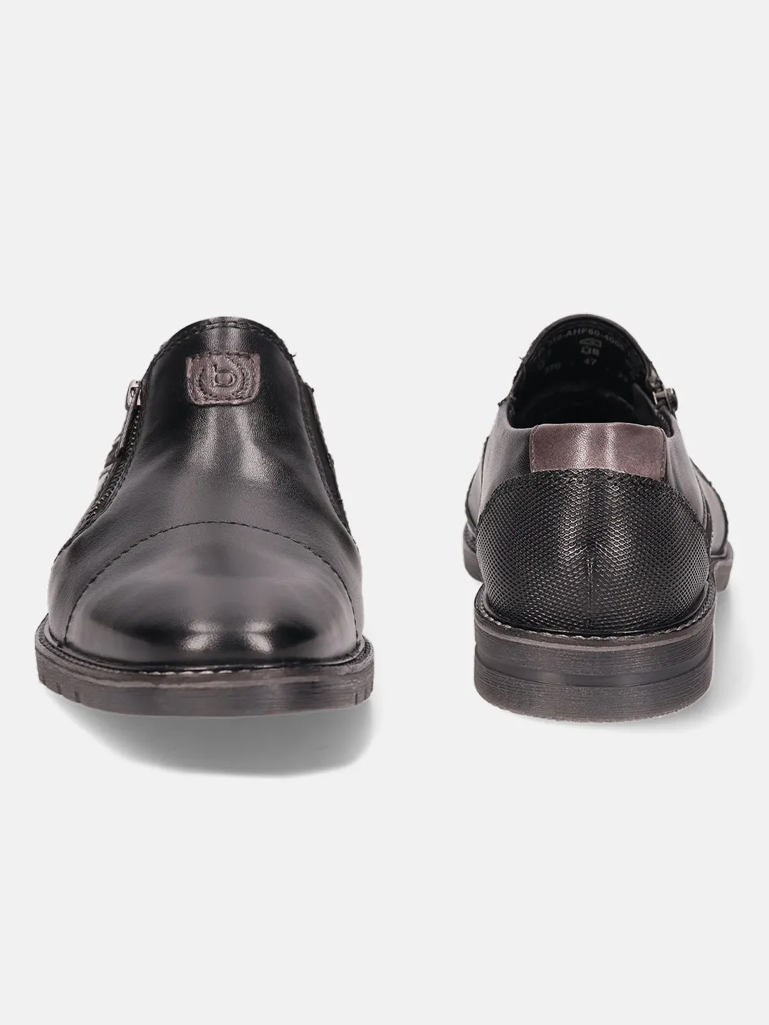 bugatti Black Premium Leather Loafers