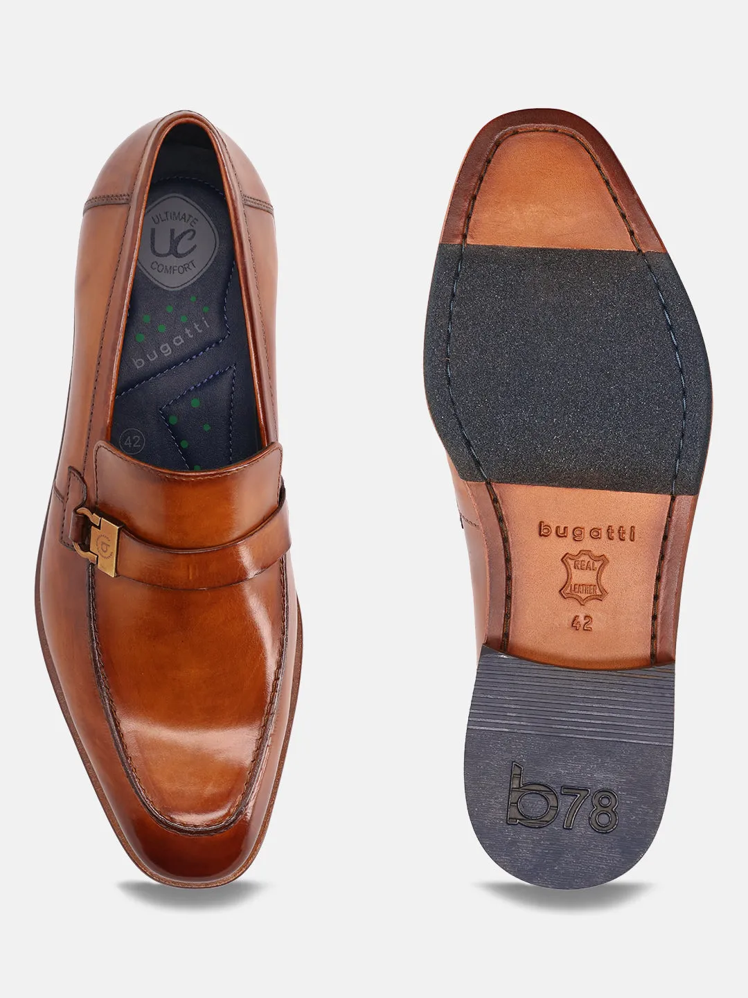 bugatti Cognac Premium Leather Loafers