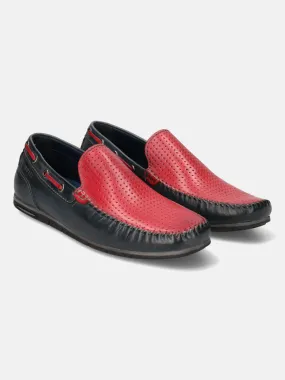 bugatti Dark Blue & Red Loafers