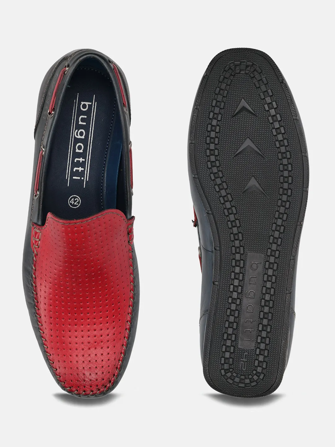 bugatti Dark Blue & Red Loafers