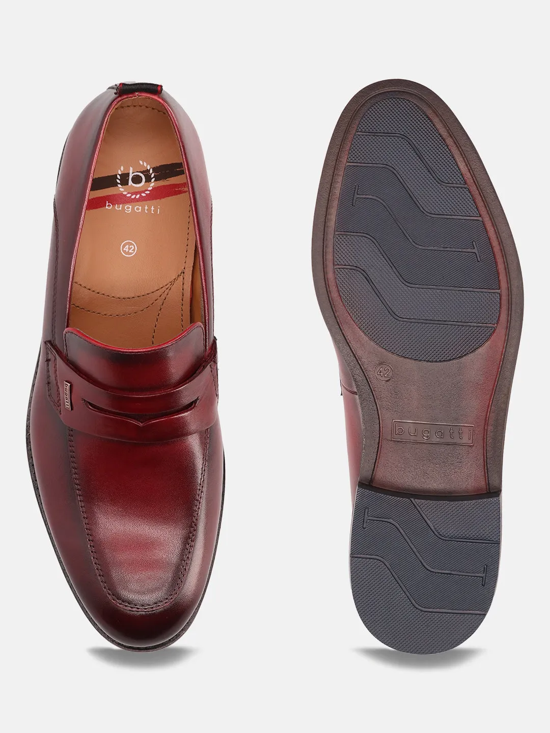 bugatti Red Premium Leather Loafers