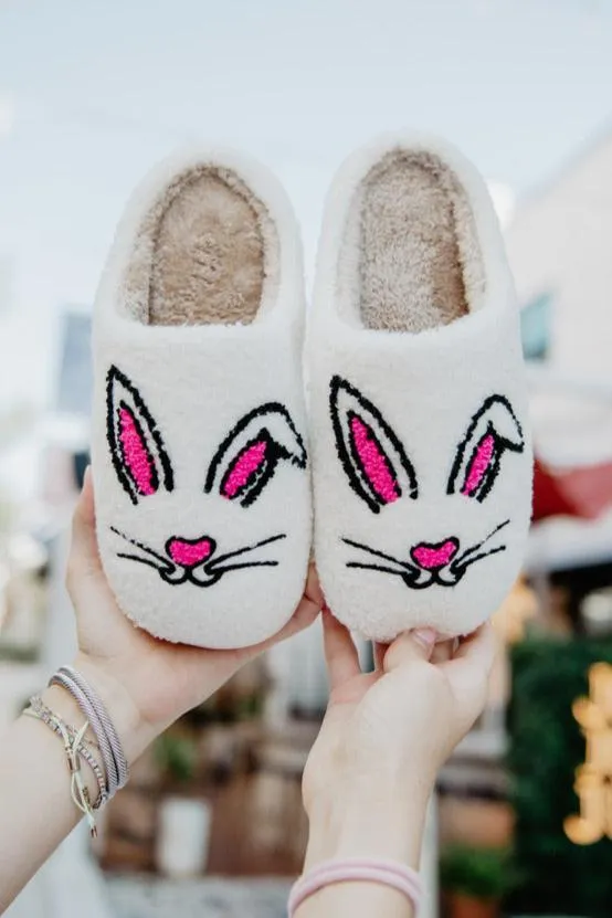 Bunny Face Fuzzy Slippers