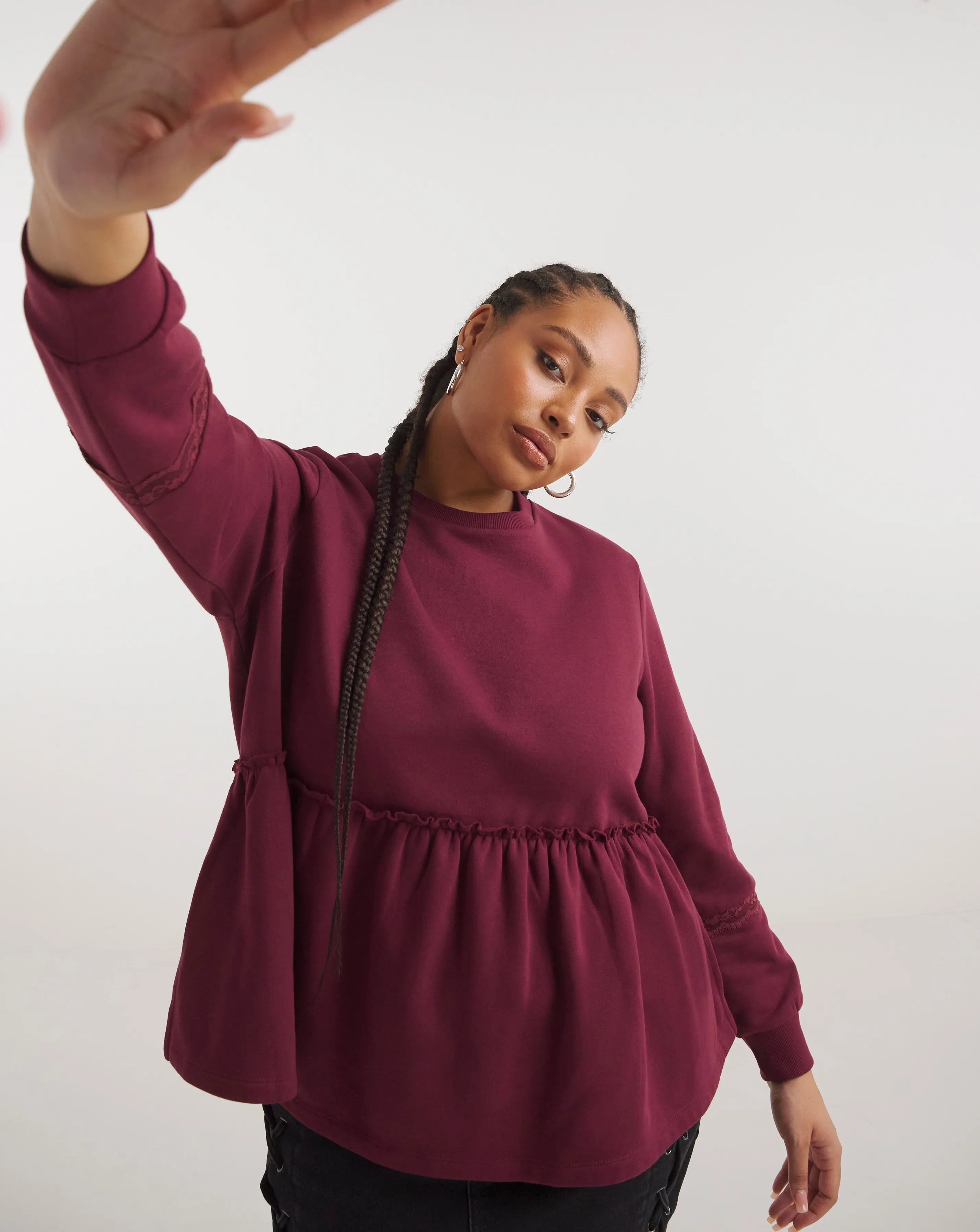 Burgundy Lace Detail Tunic | Simply Be