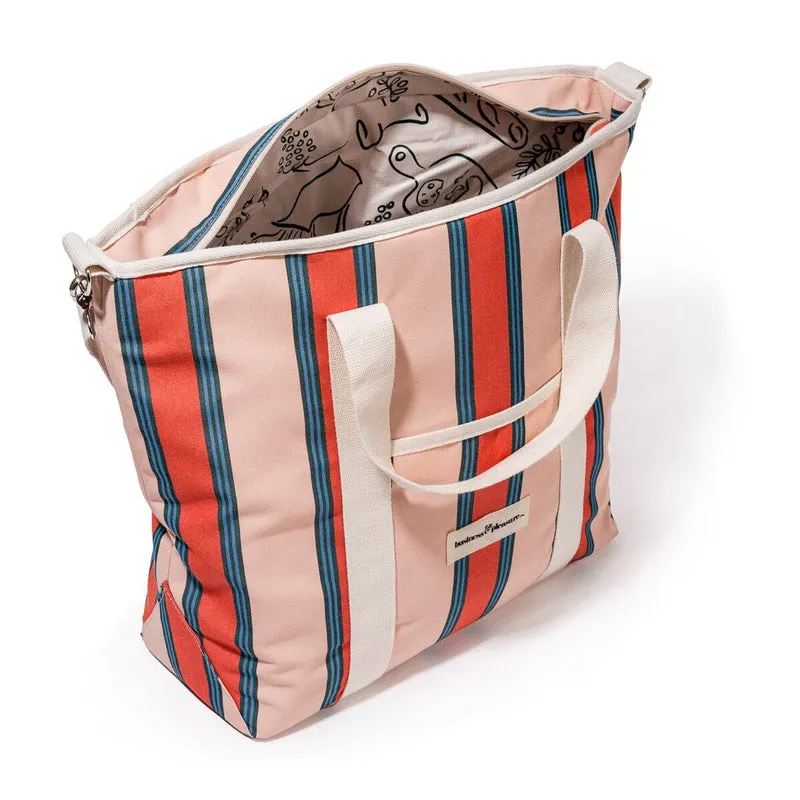 Business & Pleasure - Cooler Tote Bag - Bistro Dusty Pink Stripe