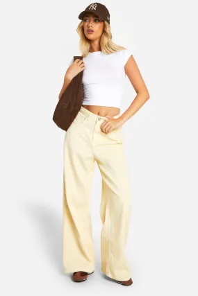 Butter Yellow Denim Wide Leg Jeans