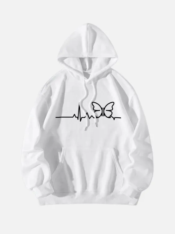 Butterfly and Heart line Hoodie - Trendyrobe