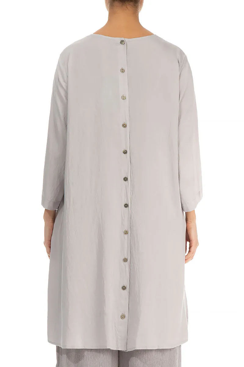 Buttoned Back Cream Silk Bamboo Tunic