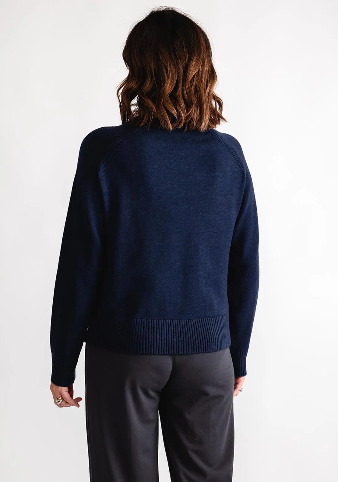b.young Ribbed Trim Sweater, Navy
