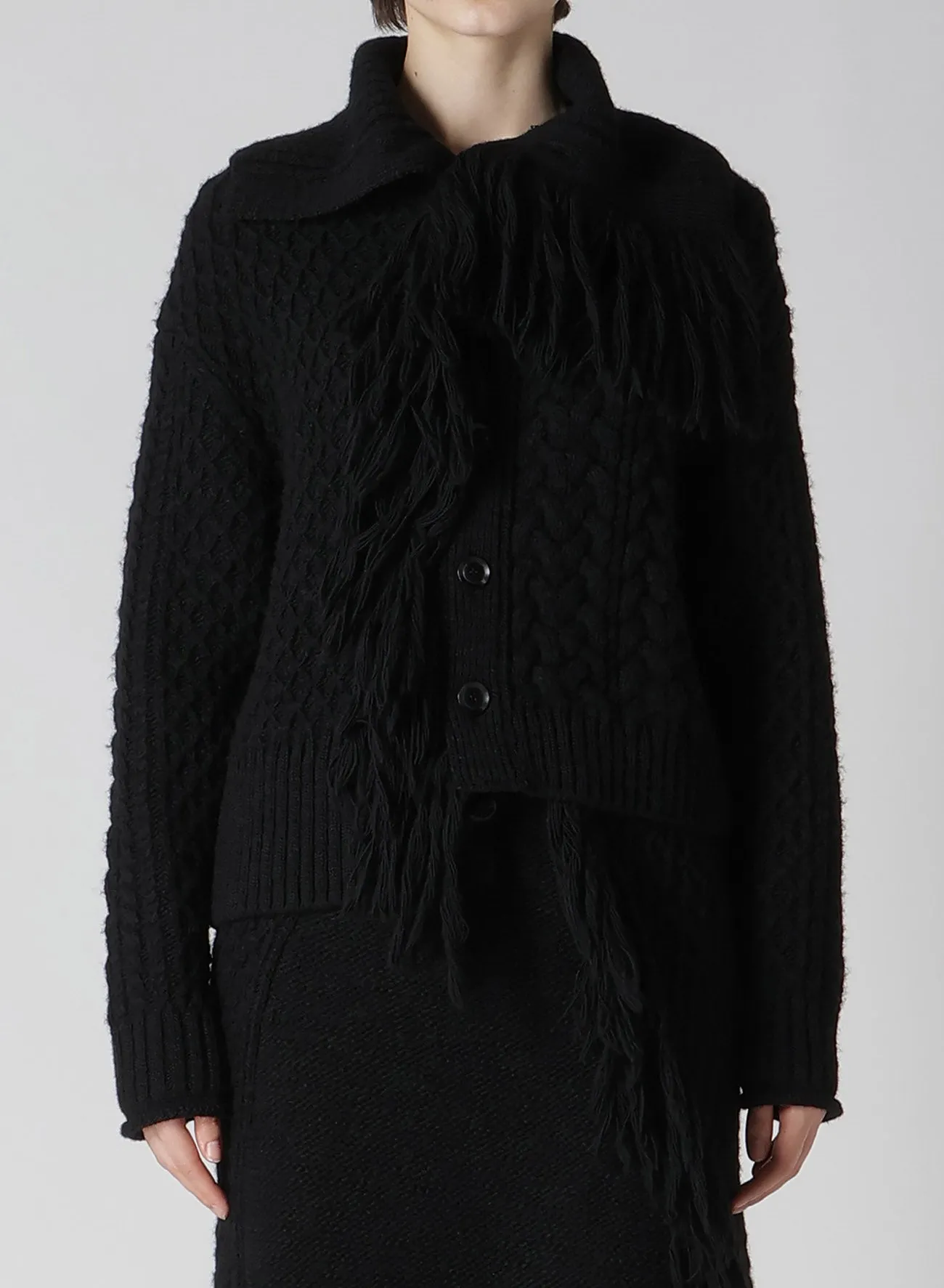 CABLE/FRINGE CARDIGAN