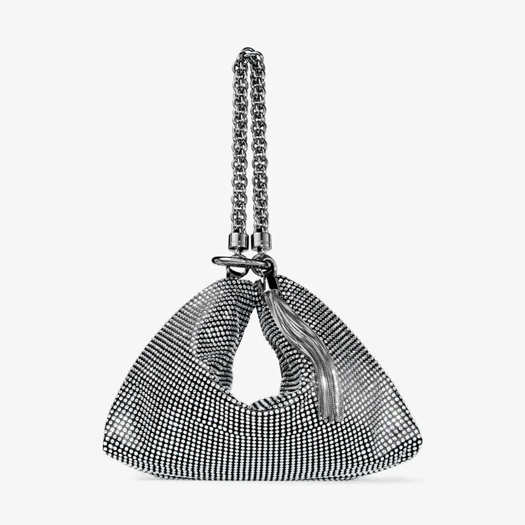 Callie Black Satin Crystal Clutch Bag