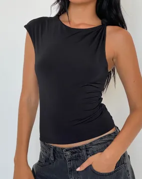 Cambrie Asymmetrical Sleeveless Top in Black