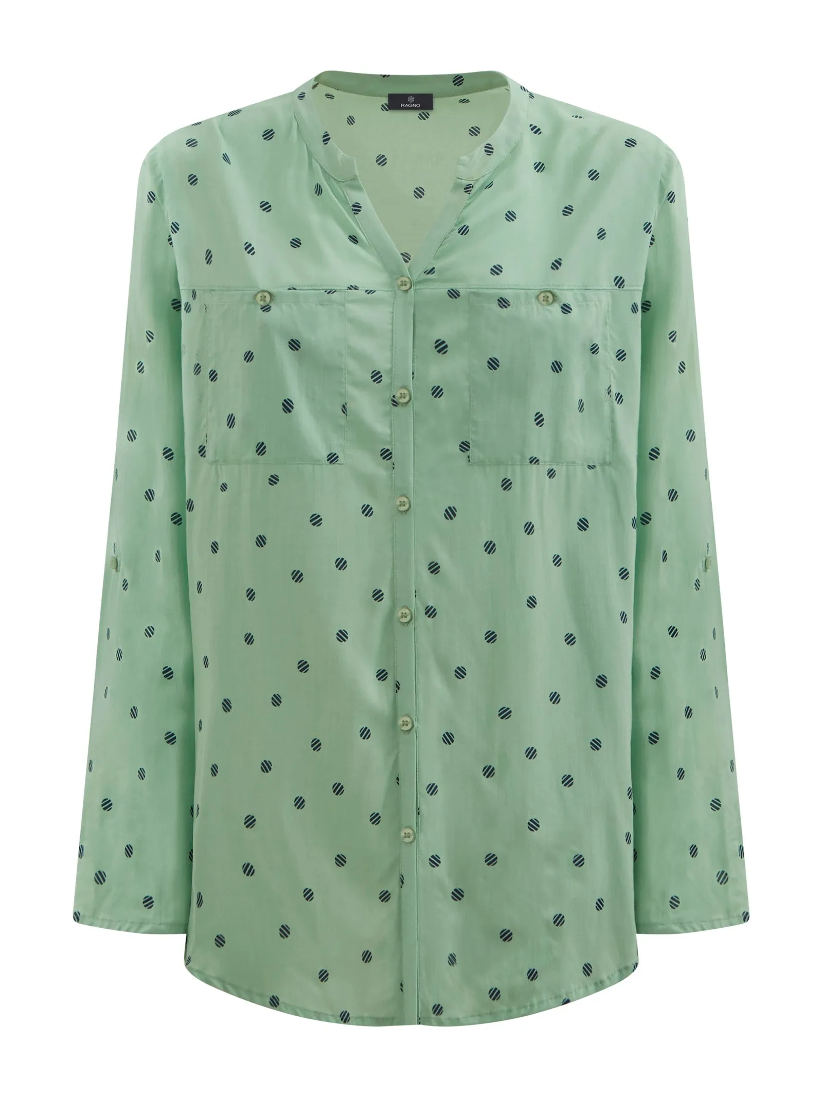 Camicia con collo coreano in Ecoseta - Fant. Quiet Green